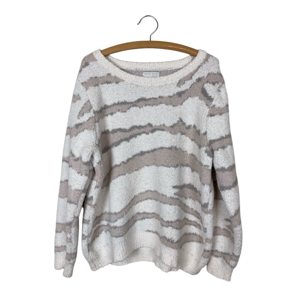 Barefoot Dreams Sweater Size 1X CozyChic Seaside Crew Neck Pullover Preppy Comfy